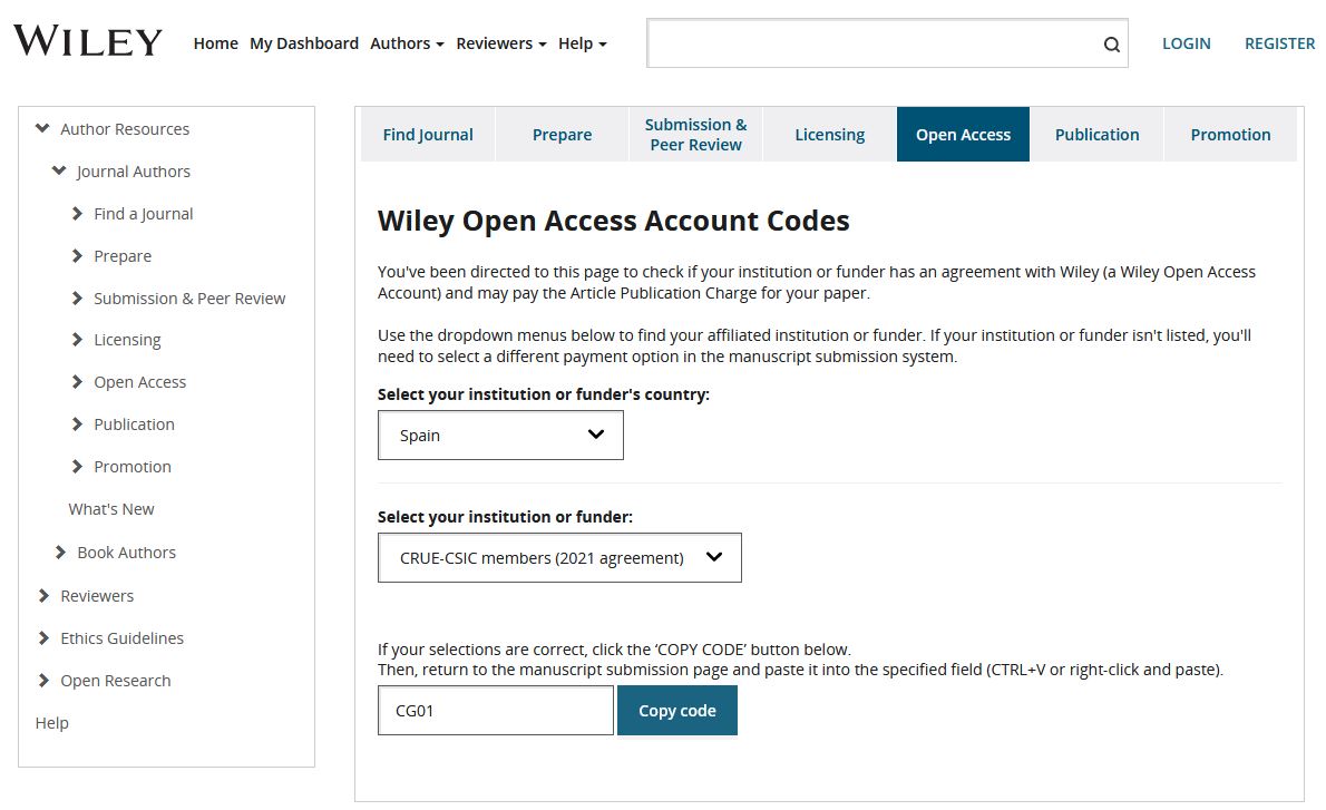 APCs Gold Open Access Wiley